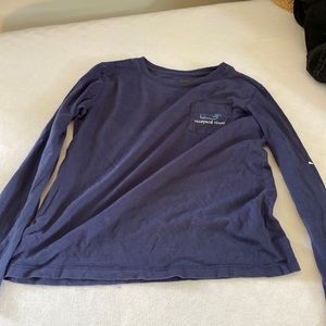 vineyard vines navy long sleeve with white and teal accents